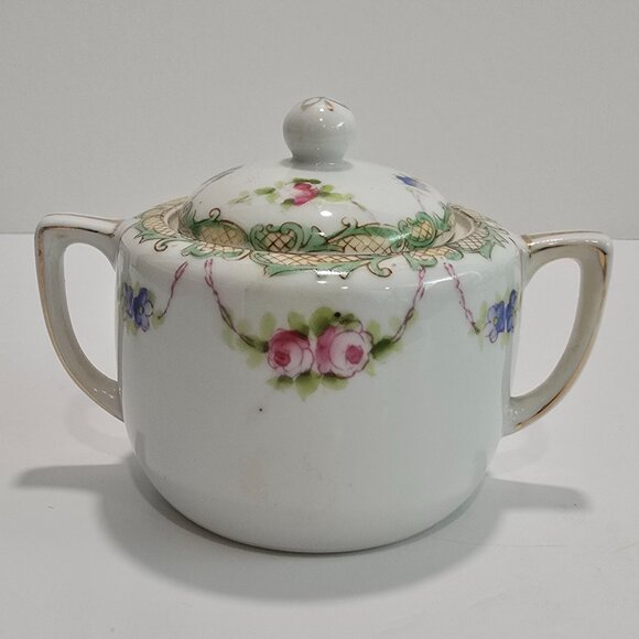 Unique Antique / Vintage Sugar Bowl with Lid, Made in Japan - Picture 3 of 7